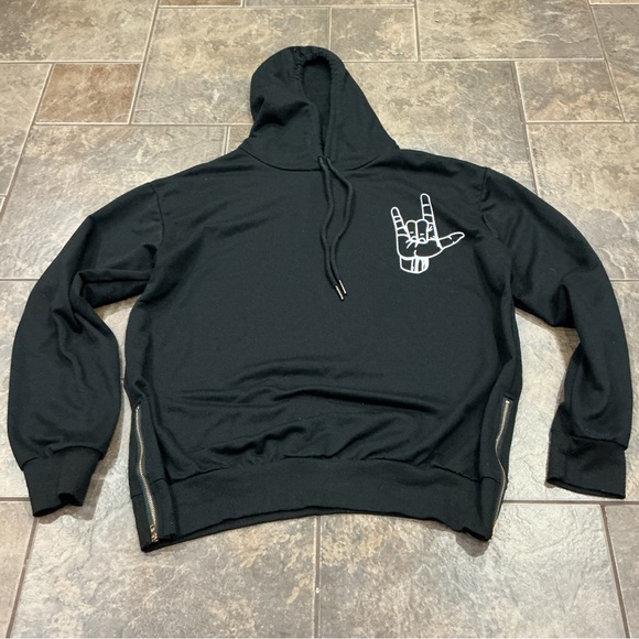 Sweaters - 😳BUY 1 Item,GET 2 Items FREE😳 Black Hoodie with “I love you” Hand Graphic